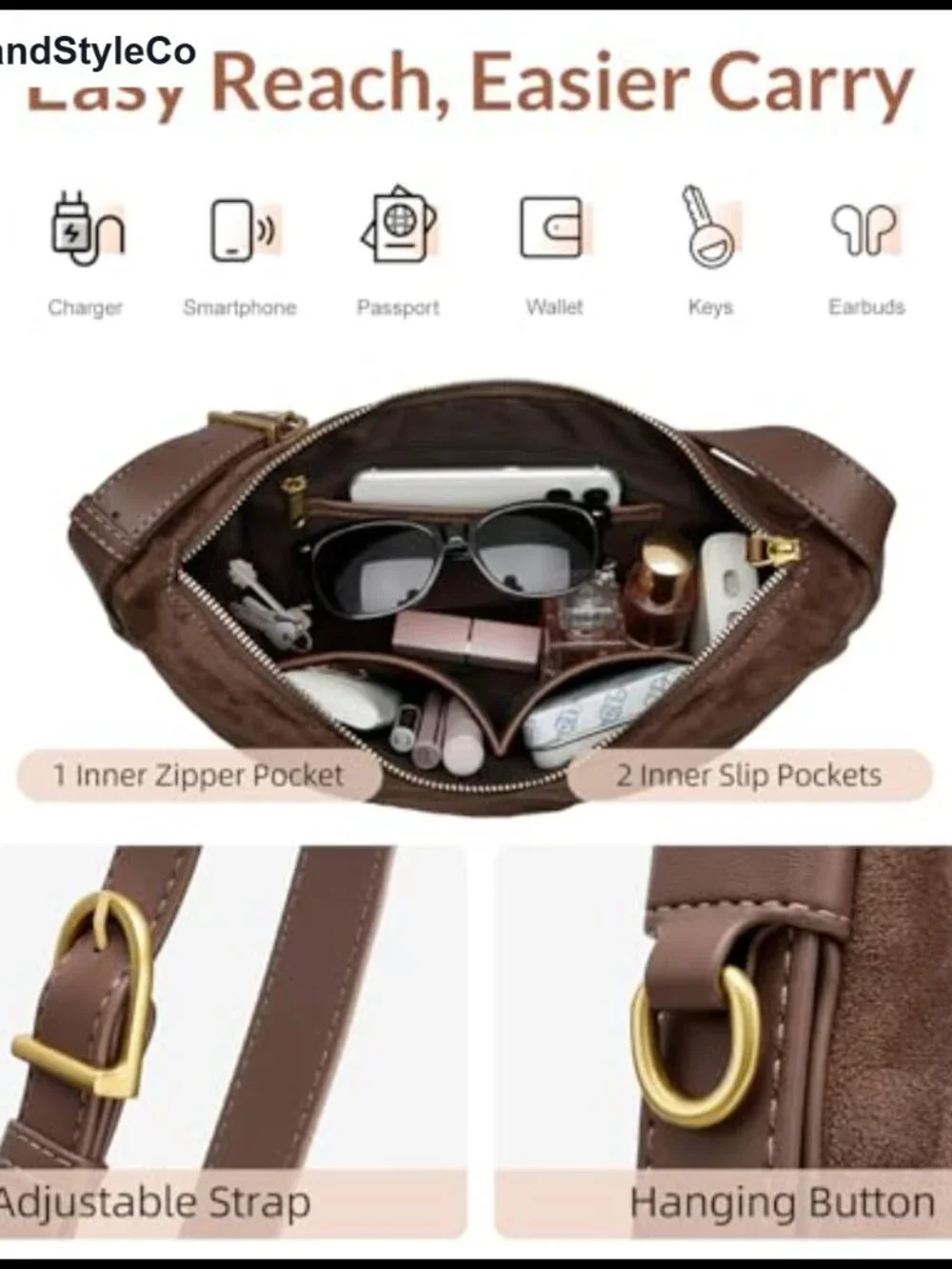 Women's Suede Faux Suede Hobo Bag Adjustable Strap Shoulder Purse Slouchy 5